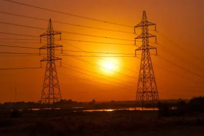 electric towers at sunset in Puerto Rico